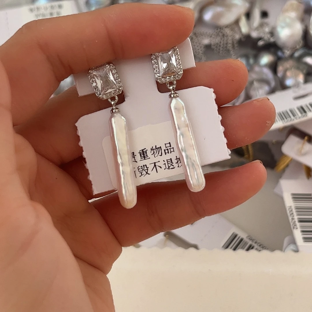 合金淡水珍珠耳饰