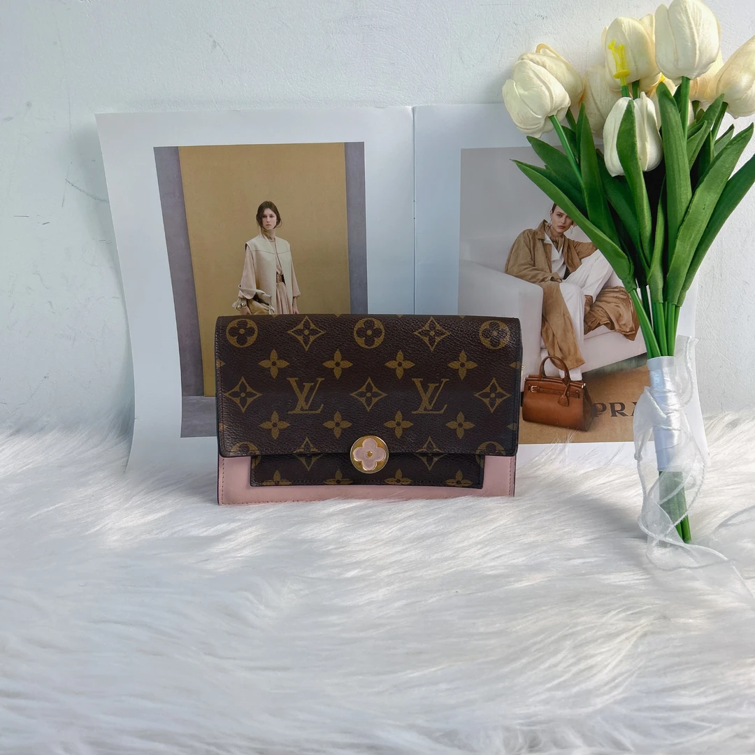 95新 LouisVuitton/路易威登 路易威登老花拼粉小花单肩包