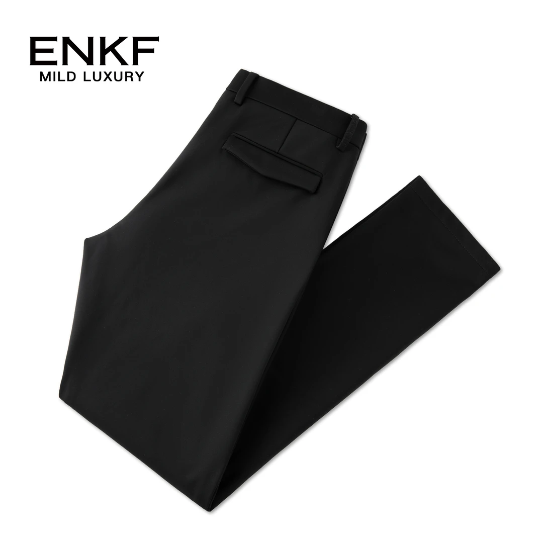 蒙口透秋季新品商务休闲西裤男士中青年高端时尚黑色百搭修身