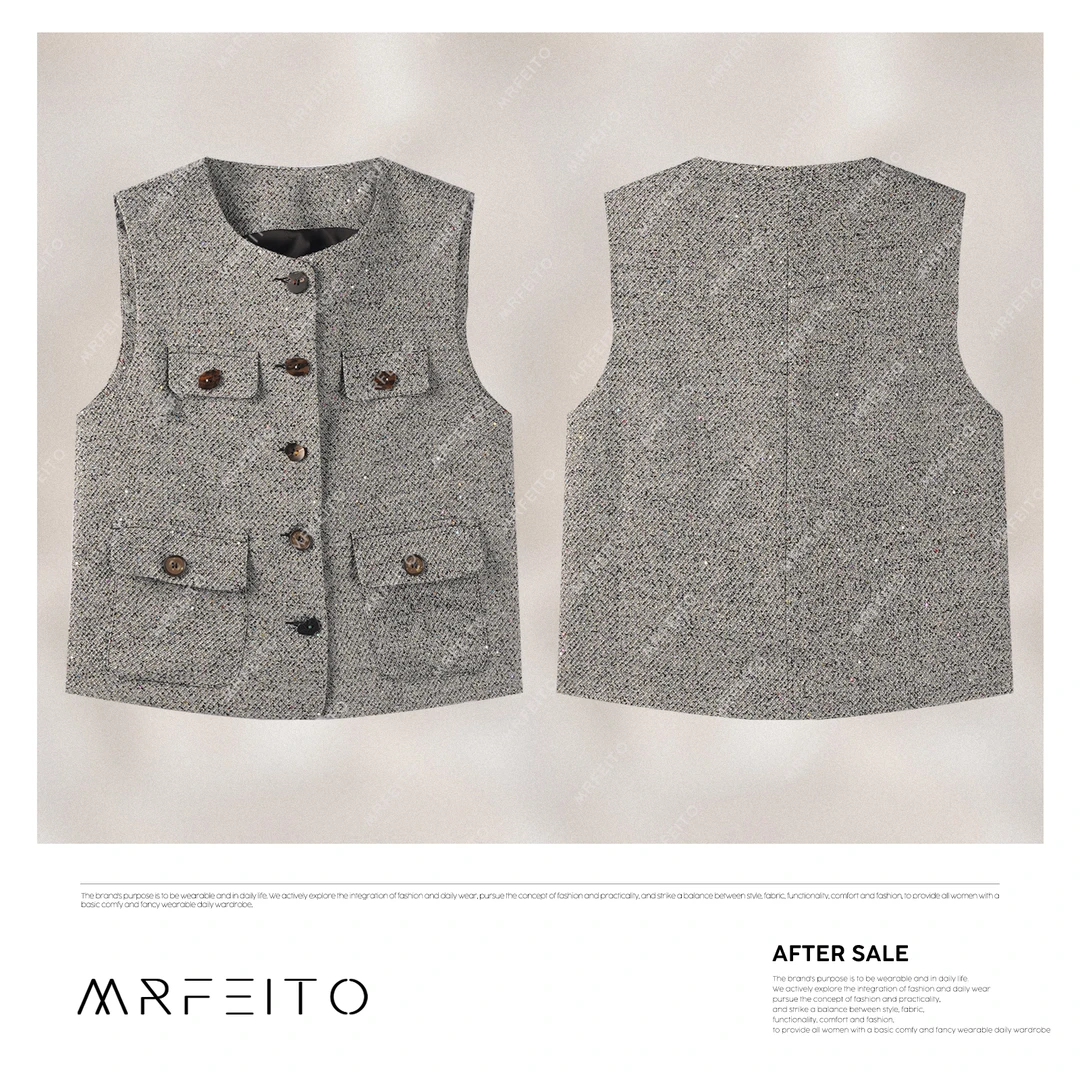 2025春季新款时尚休闲百搭老钱风小香马甲H16MA02C30769