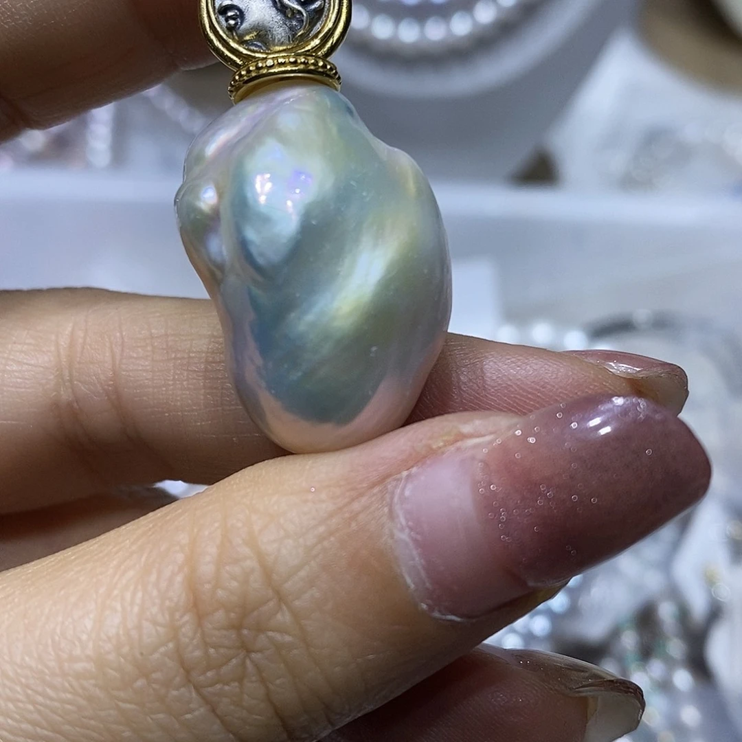 淡水珍珠吊坠银S925镶嵌