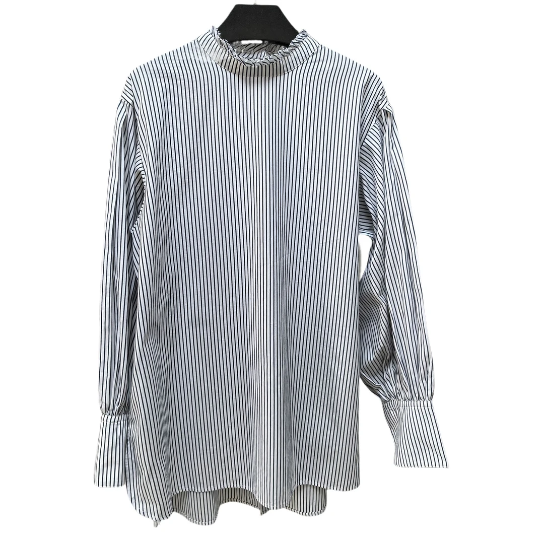 立领条纹衬衫上衣