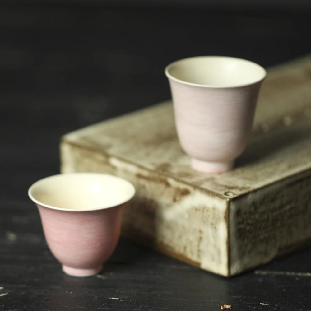 樱花粉手绘主人杯茶杯仙女粉色粉红高颜值手工花神原矿单杯品茗杯