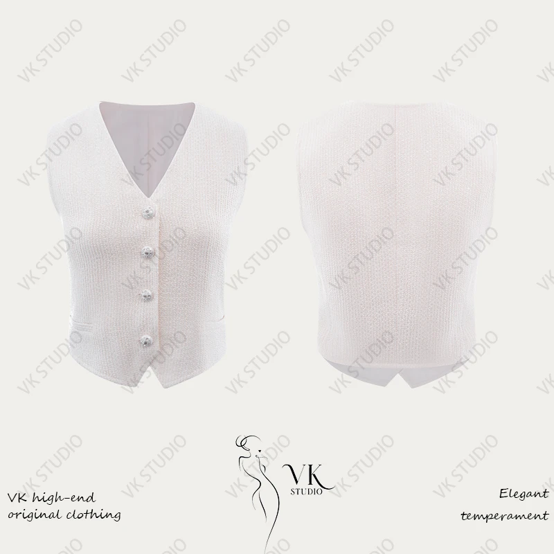 VK Studio新款名媛无袖V领背心马甲【VK833马甲】