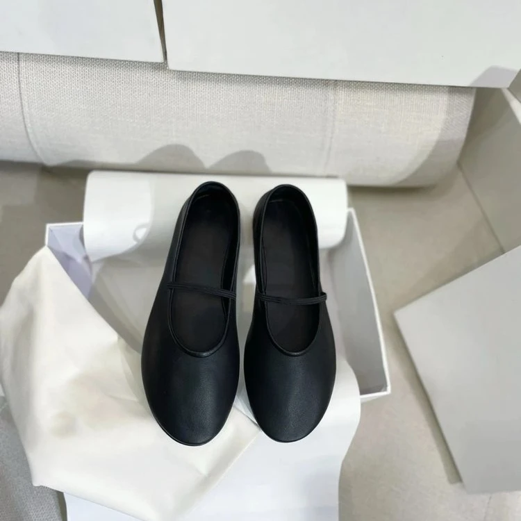 新款法式磨砂皮单鞋平底透气浅口圆头柔软舒适夏季橡胶底胶粘工艺