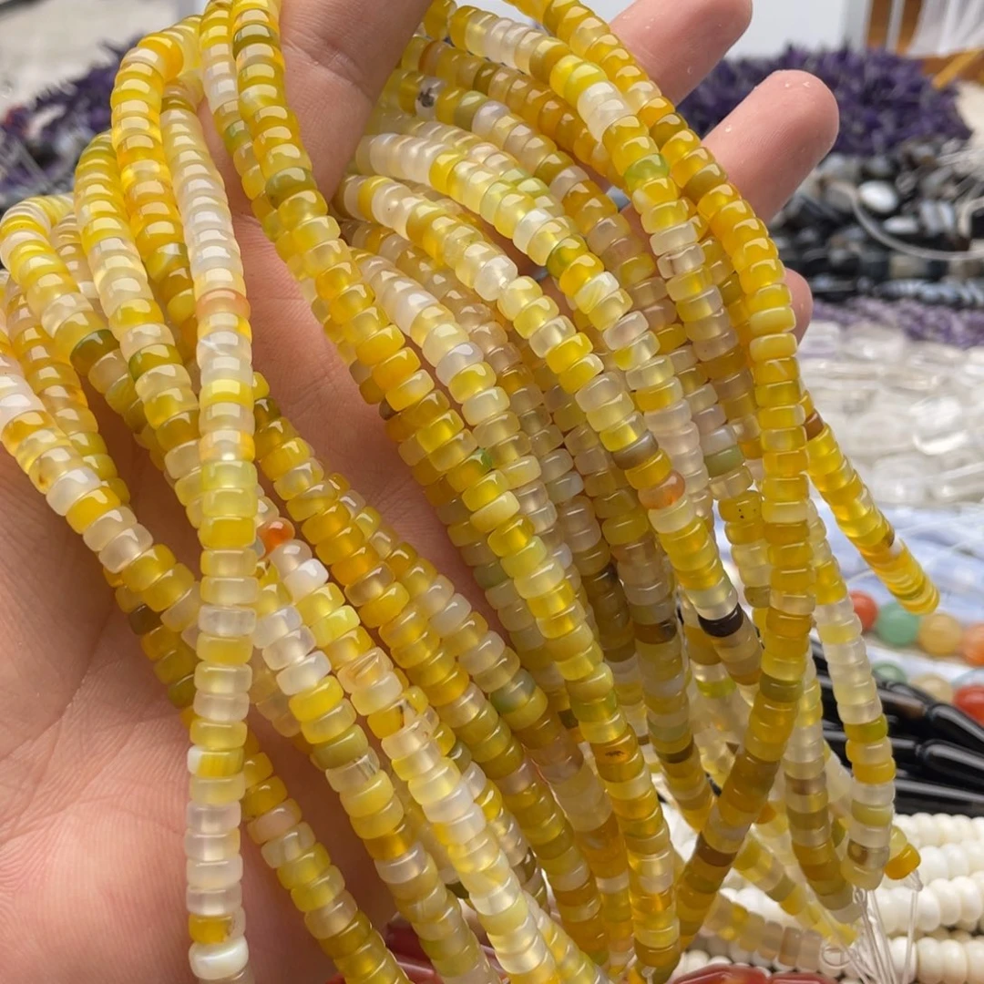 未镶嵌玛瑙/玉髓珠宝半成品一条装卡6mm黄玛瑙算盘珠
