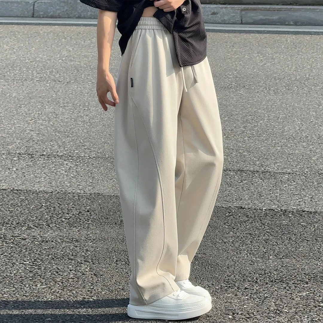 冰纱凉感冰丝薄款裤子男夏季抽绳宽松直筒抽绳运动垂坠感弯刀男裤