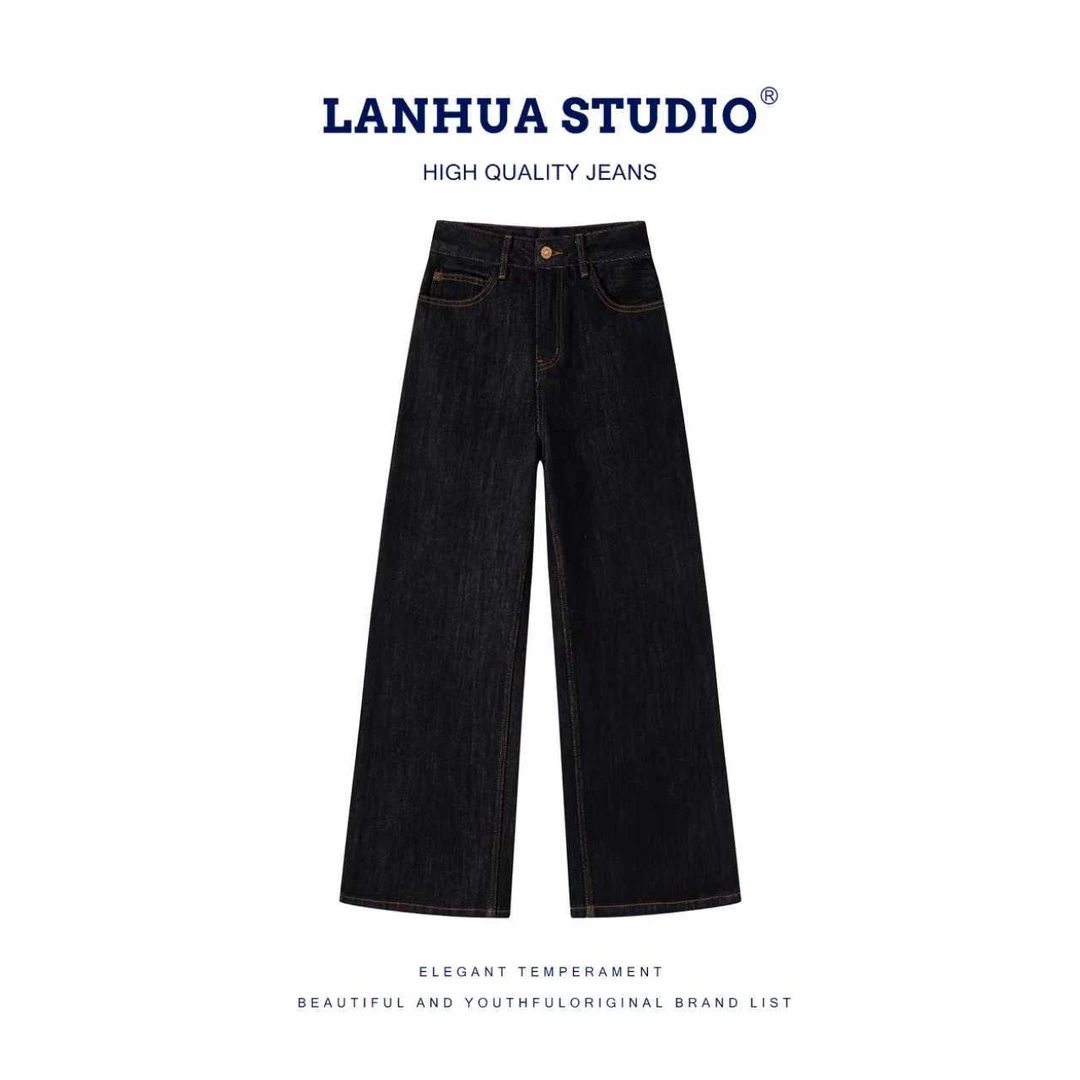 2025秋冬新款【Lo?e】气场十足 黑金牛仔裤女中高腰直筒裤5566