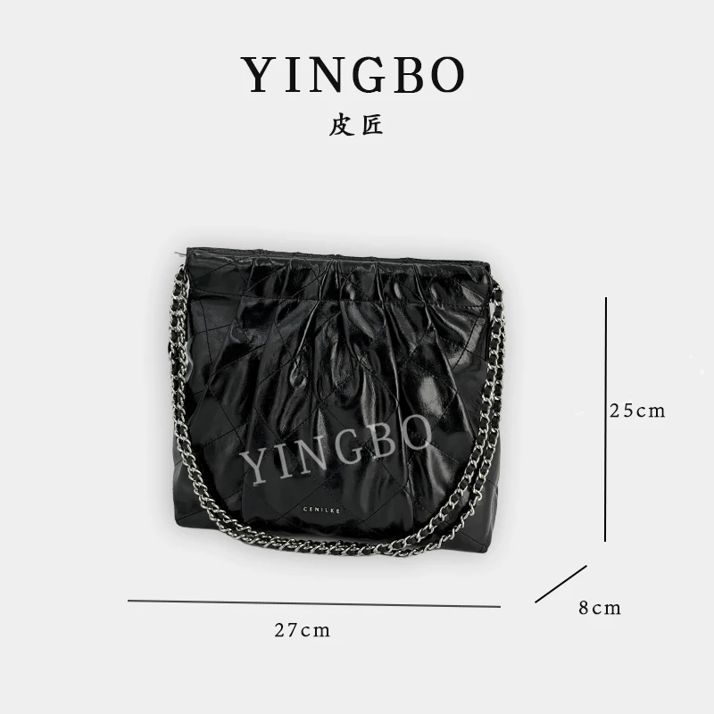 【英柏甄选】QYX-81445-黑色 然与纯小众设计感时尚单肩百搭女包