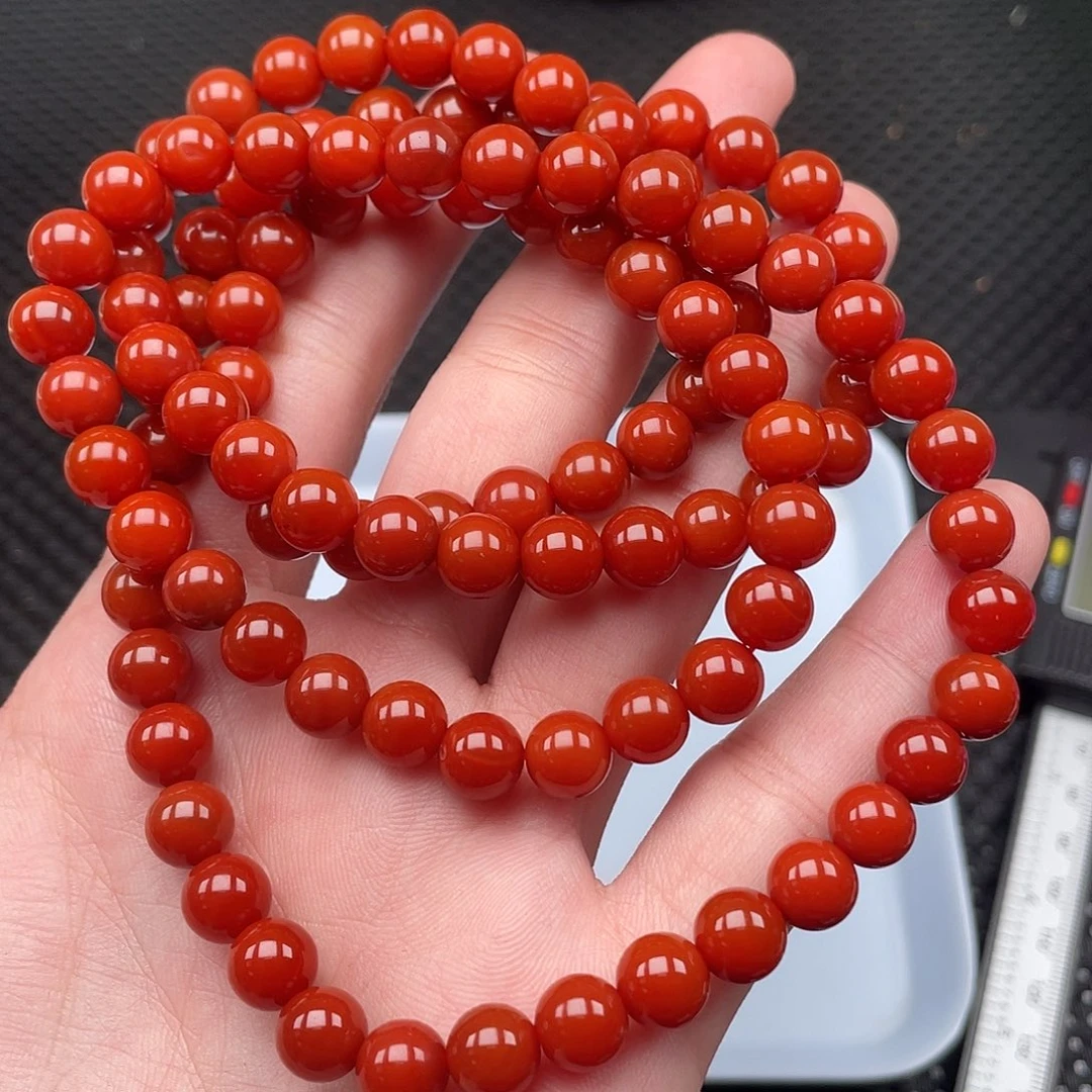 南红玛瑙未镶嵌8mm柿子红圆珠108颗长链