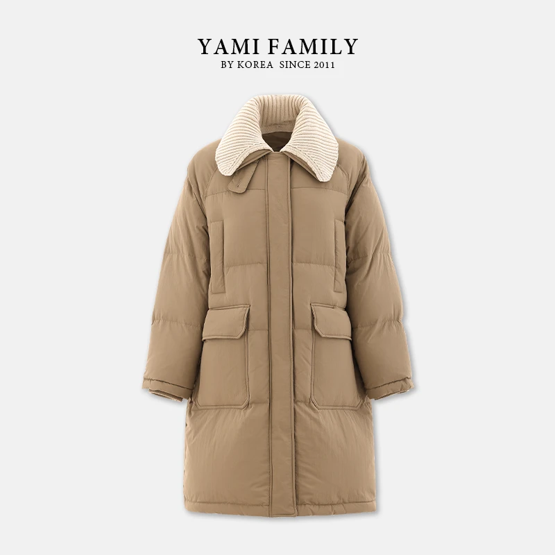 【华夫饼】KD-739-2  时尚休闲连帽简约长款保暖冬季羽绒服