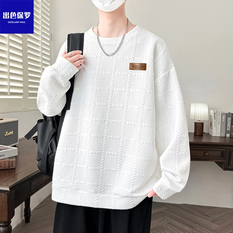 2025秋季新款男士圆领卫衣潮牌男装宽松上衣服潮流外套打底衫606
