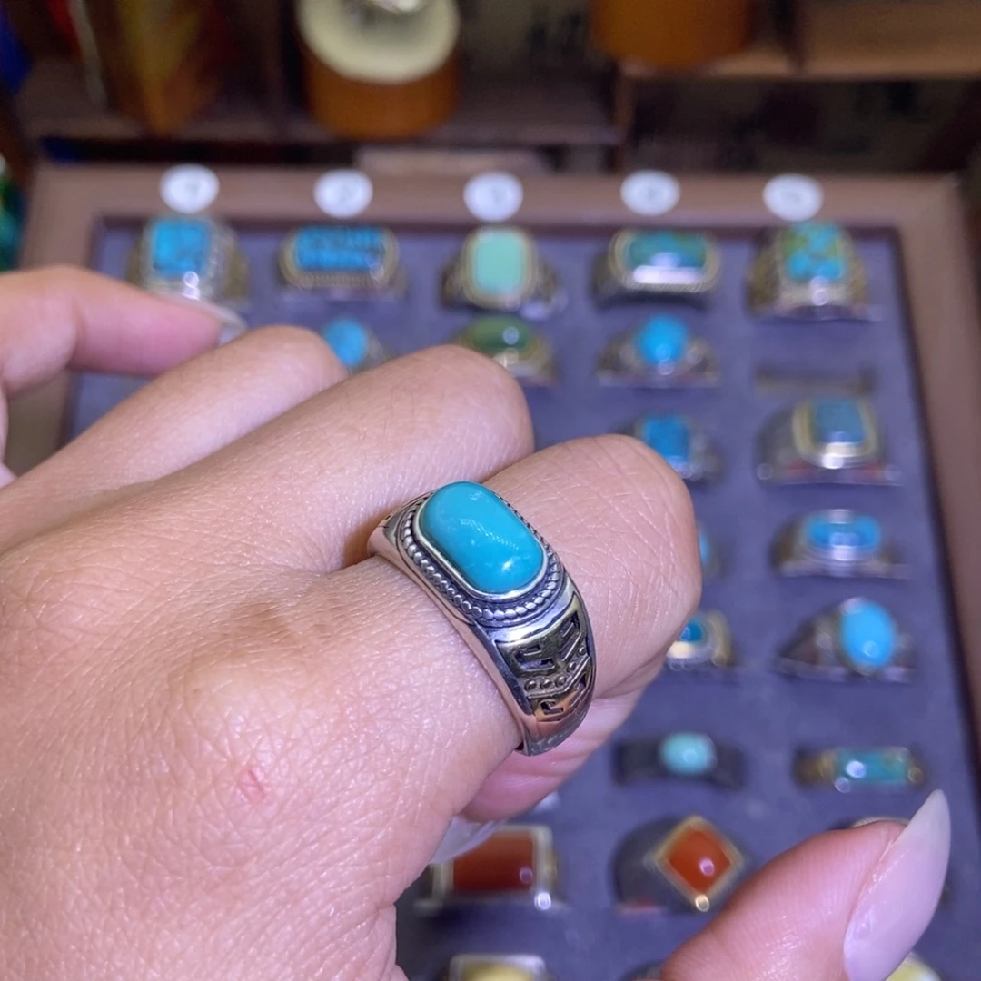 柒***月绿松石银S925镶嵌戒指