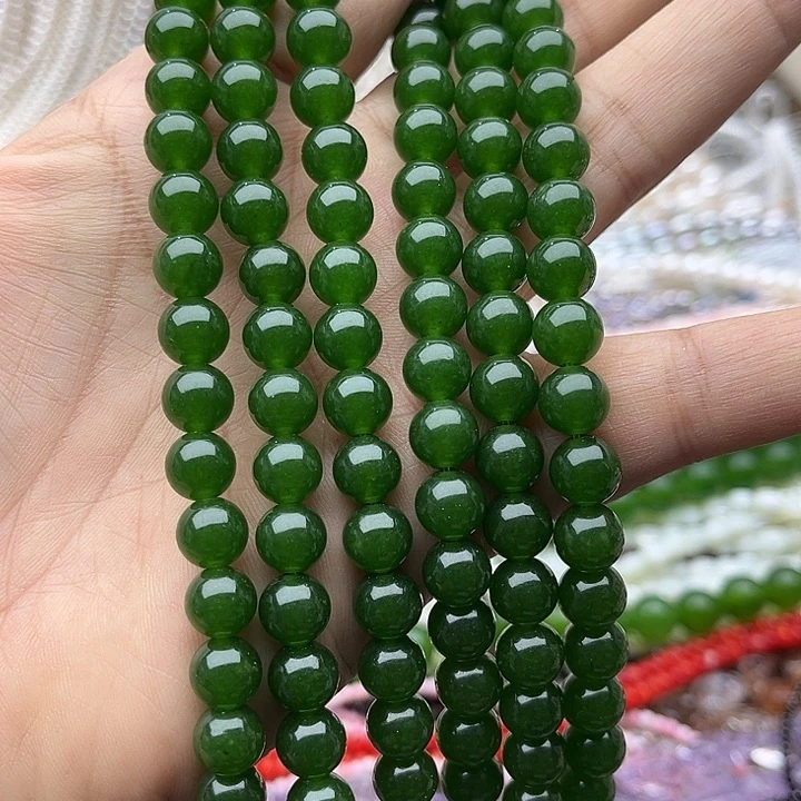 玛瑙/玉髓未镶嵌珠宝半成品一条8mm左右碧玉