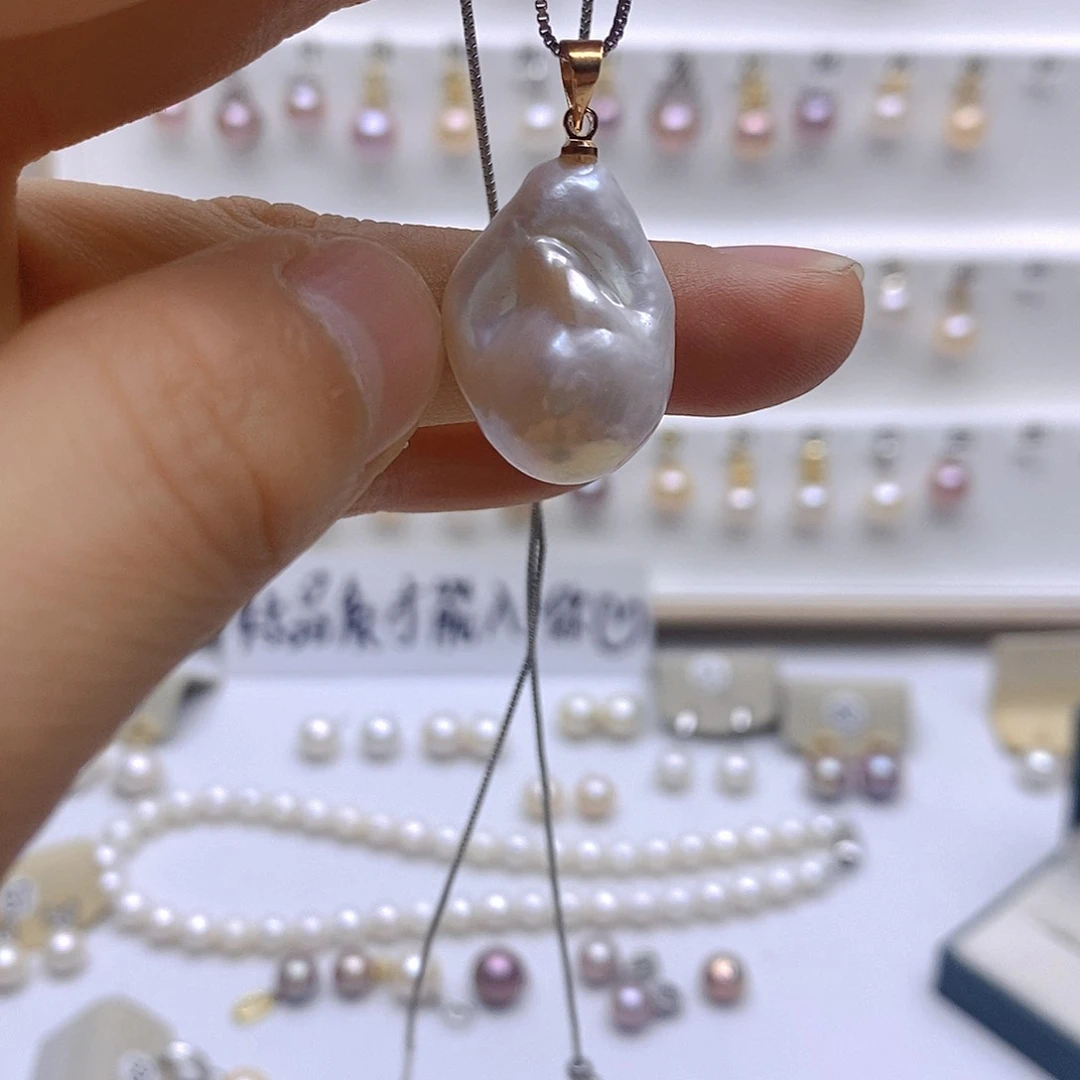 淡水珍珠银S925镶嵌颈饰