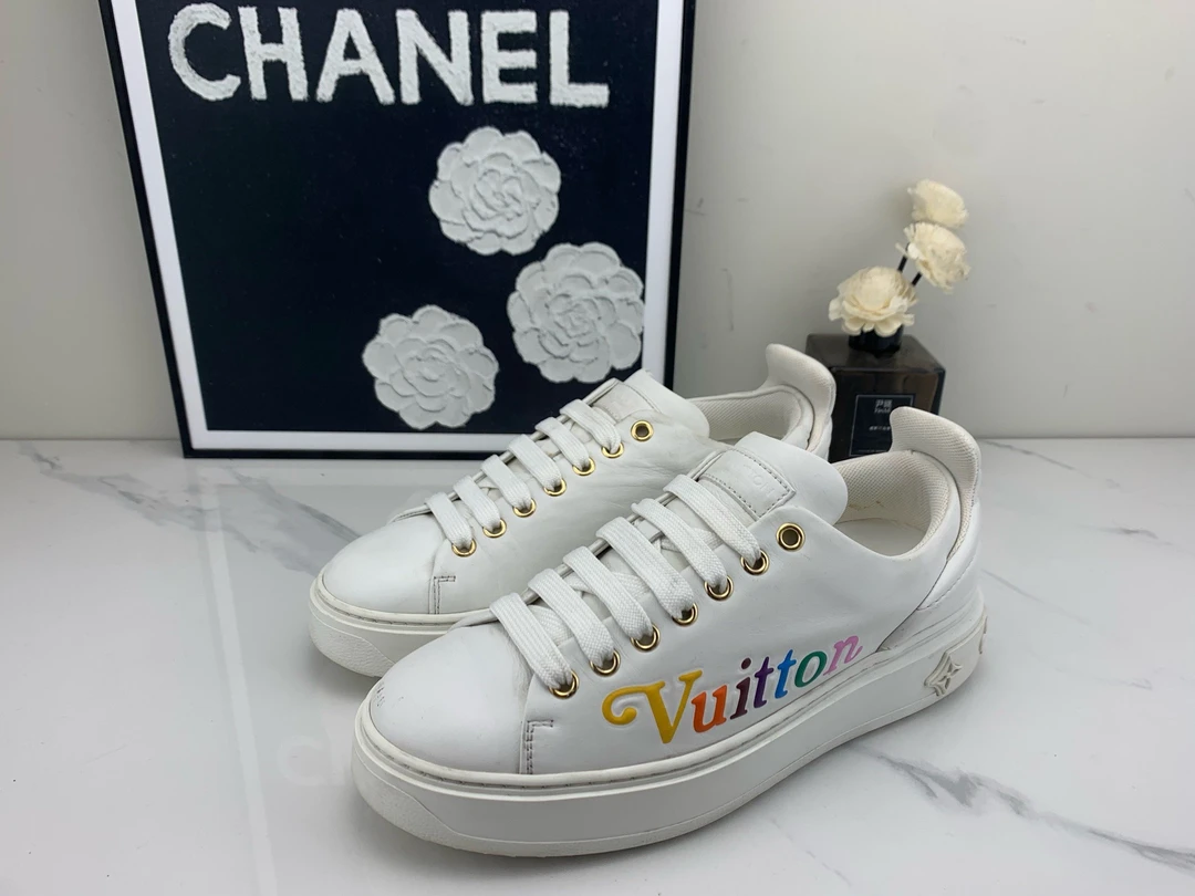 95新 LouisVuitton/路易威登 lv彩虹logo松糕鞋 36.5码/jm01116