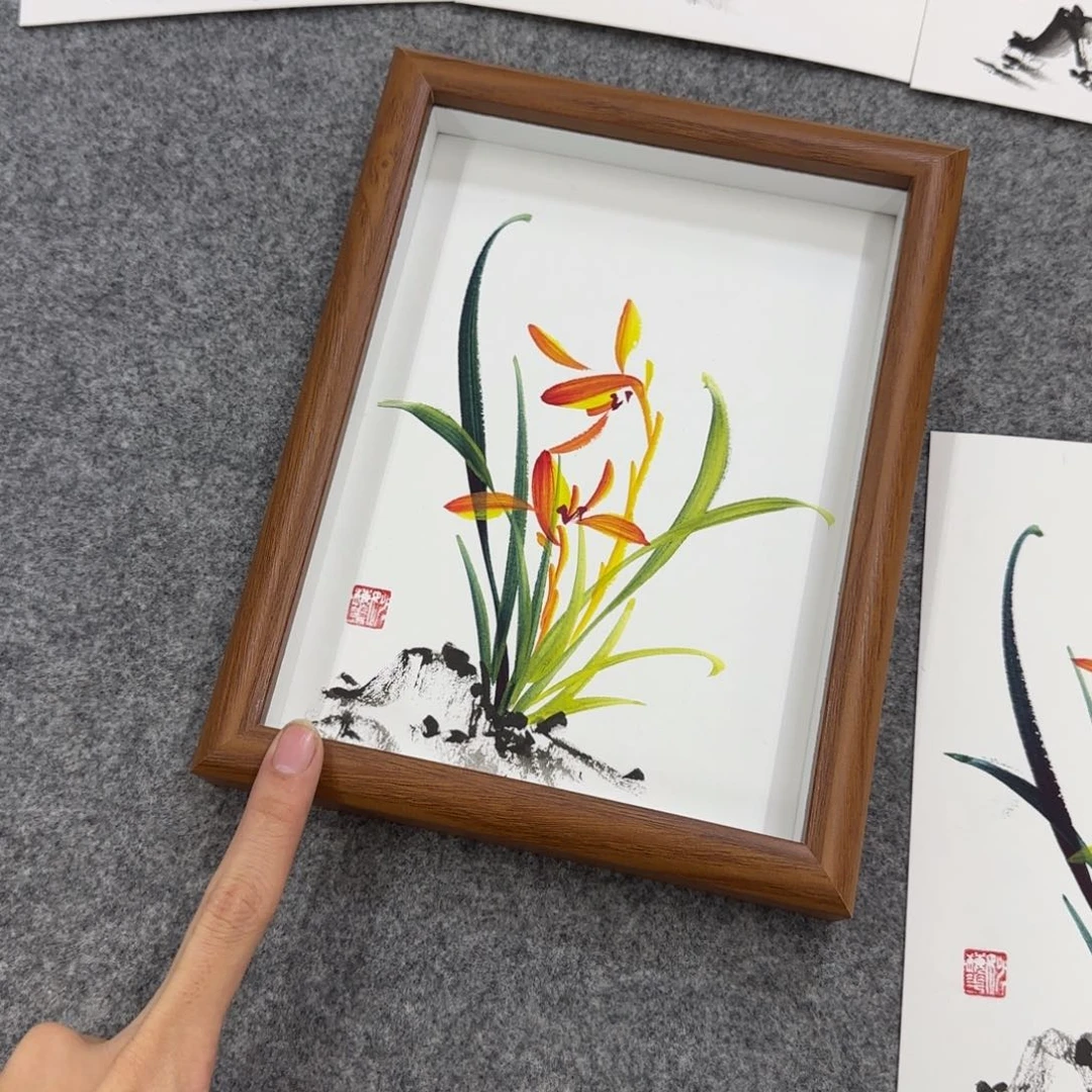 国画一笔两色立体兰花