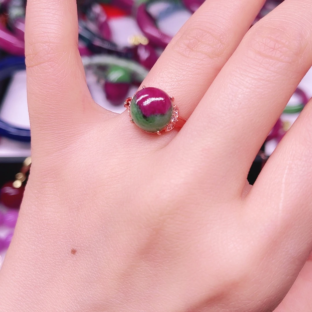 戒指红宝石银S925镶嵌