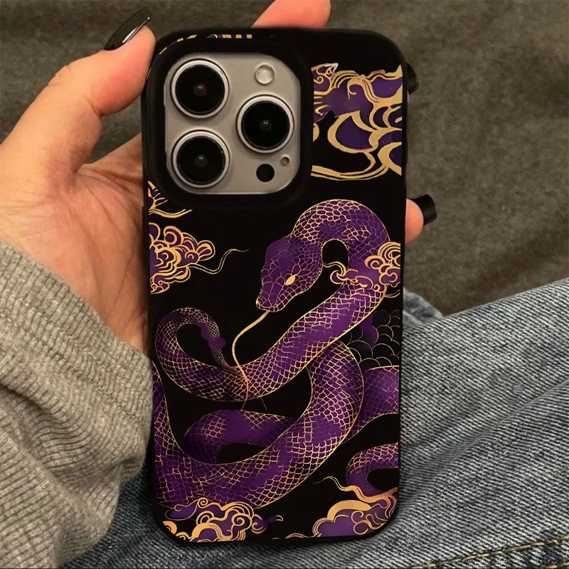 奥菲顿蛇年紫气东来适用iPhone16/15promax果冻手机壳苹果13/12套