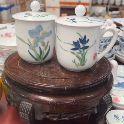 醴陵高温瓷手绘420毫升2个