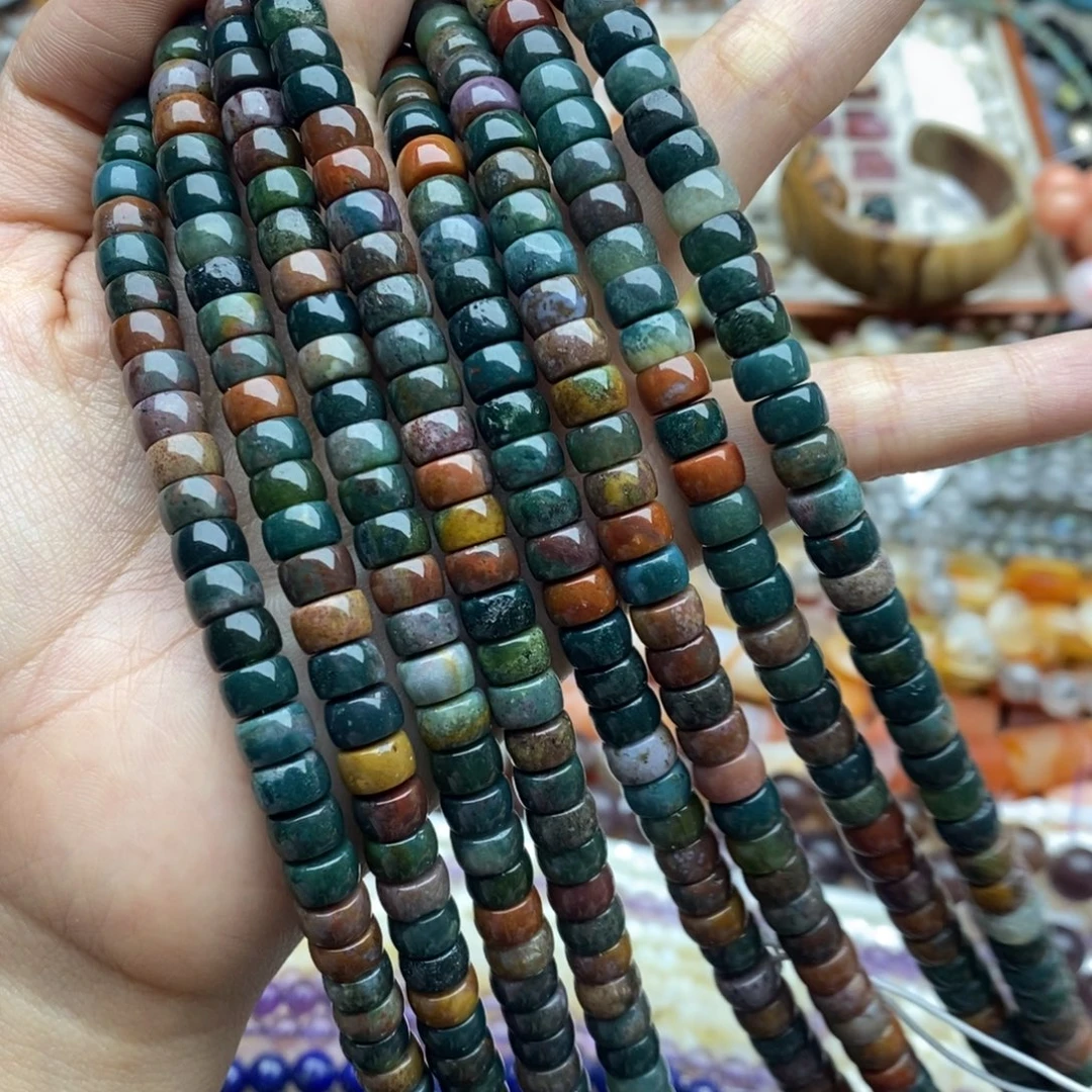 玛瑙/玉髓未镶嵌珠宝半成品一条装纯天然水草玛瑙直切4.5×7.5mm