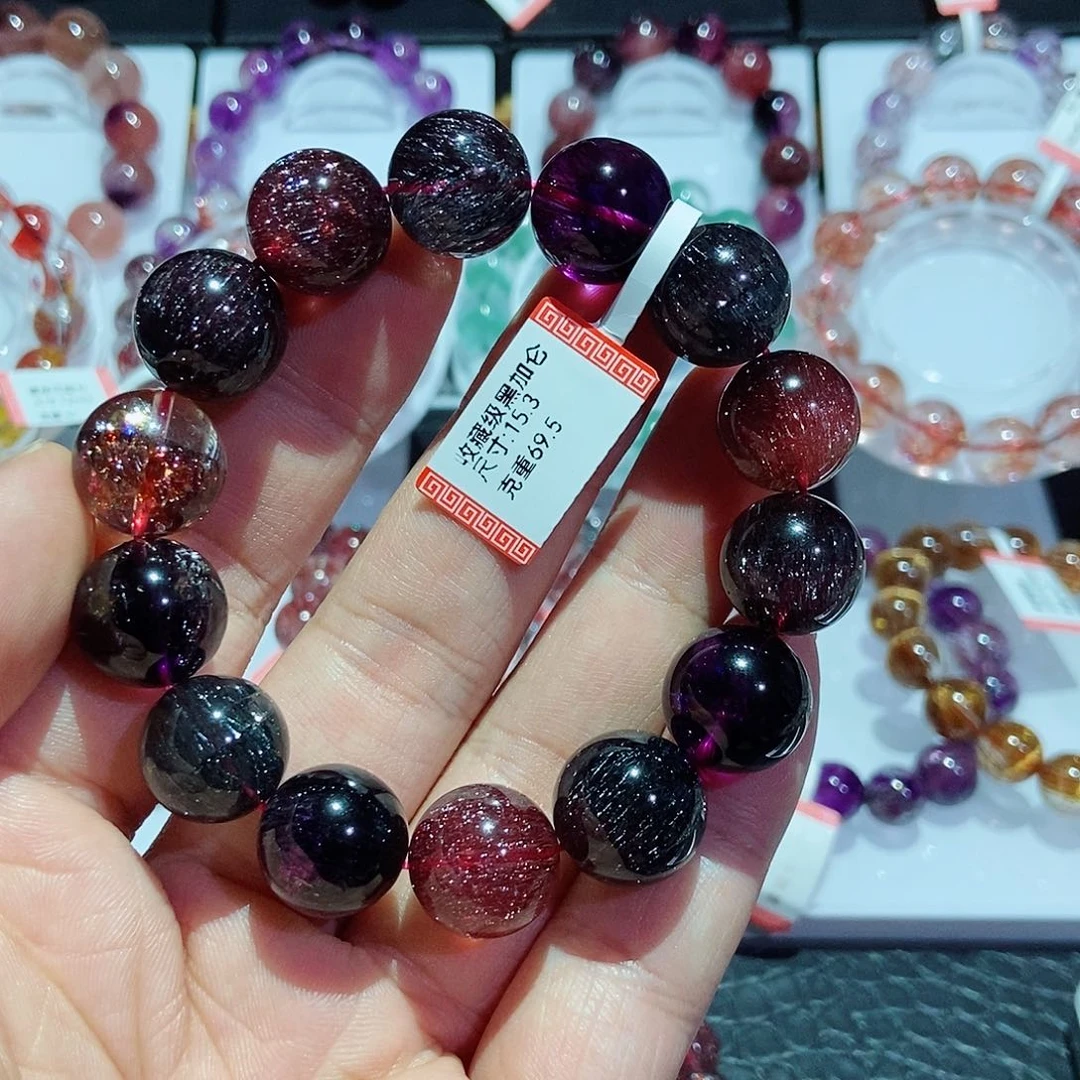 未镶嵌手链水晶黑加仑15.5