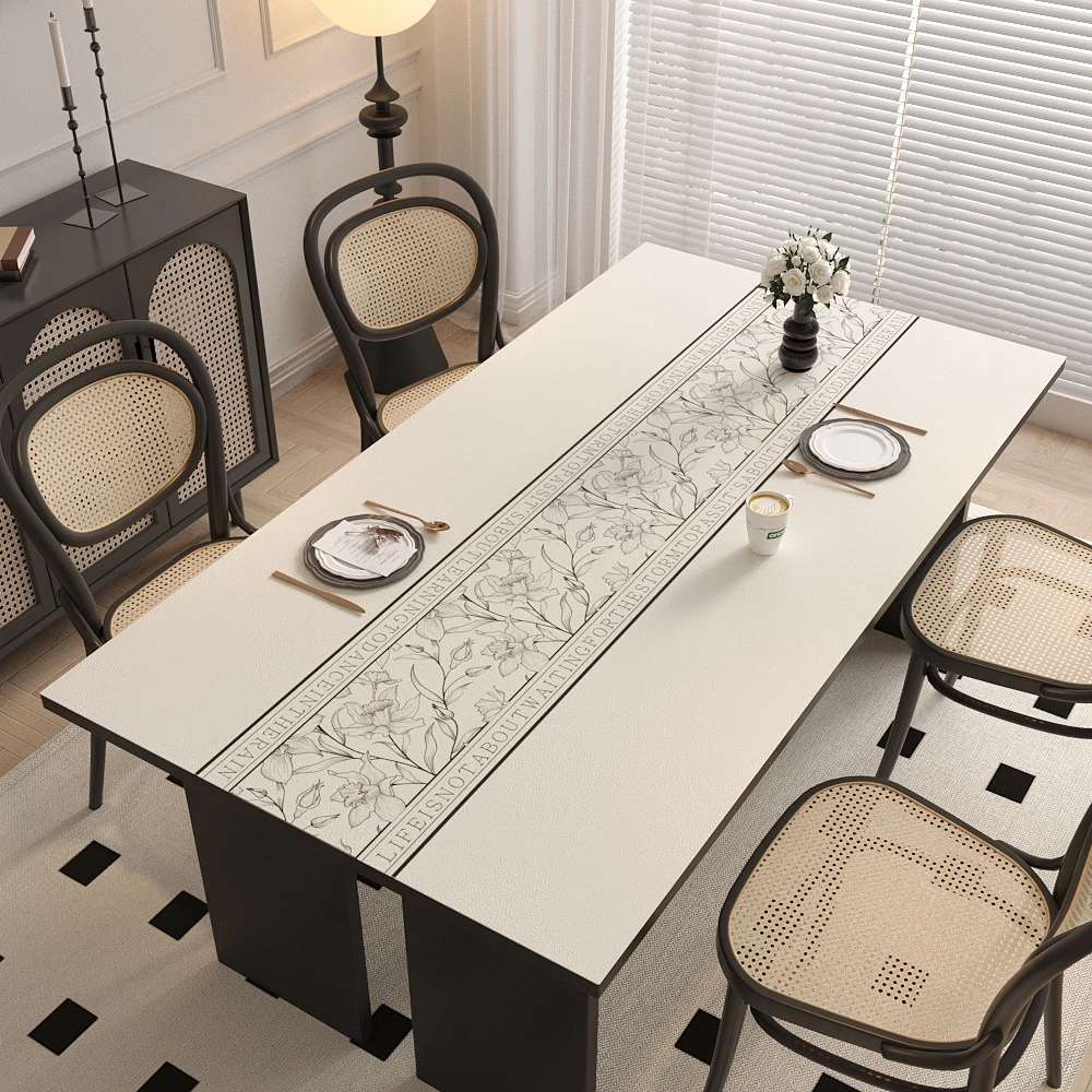 轻奢桌布桌垫茶几餐桌布桌旗防水防油防烫免洗桌面长方形保护垫
