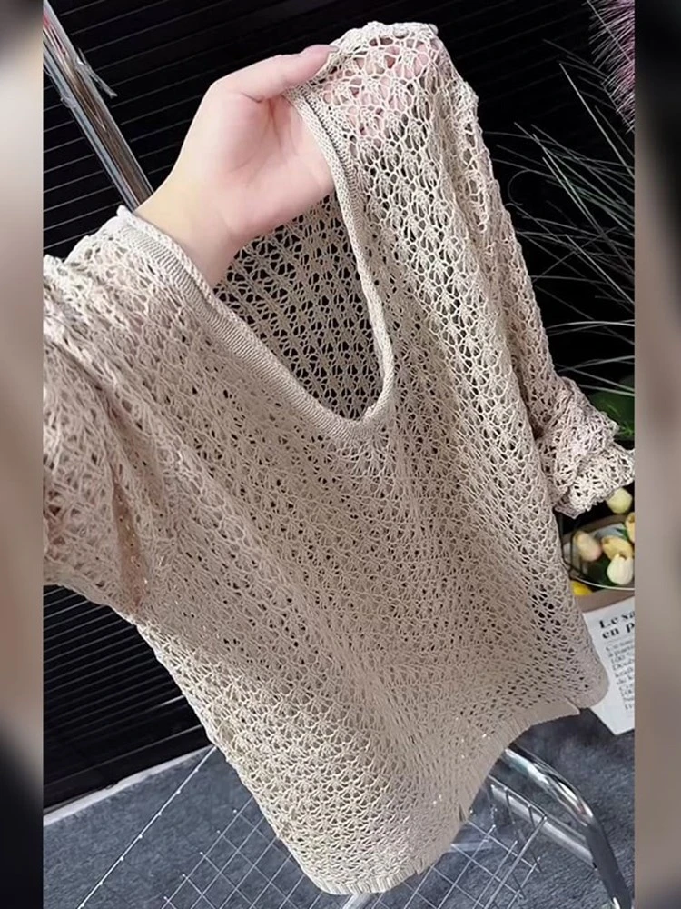 韩系温柔气质针织镂空显瘦百搭上衣2025年秋季新款慵懒风穿搭女装