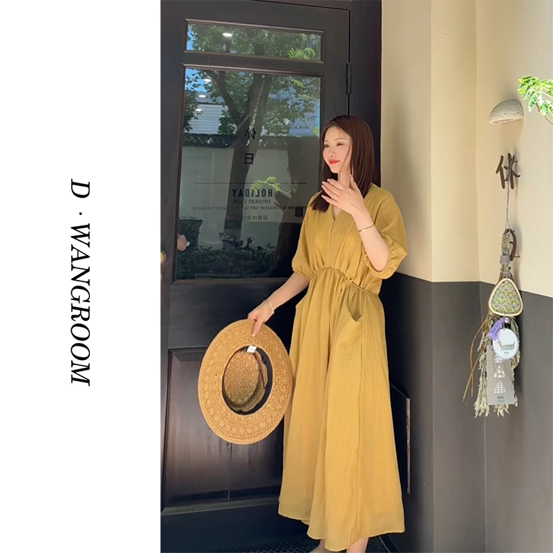 丁小晗【夏日威尼斯】“改版花了大心思丨拉高腰线”V领连衣裙L2117