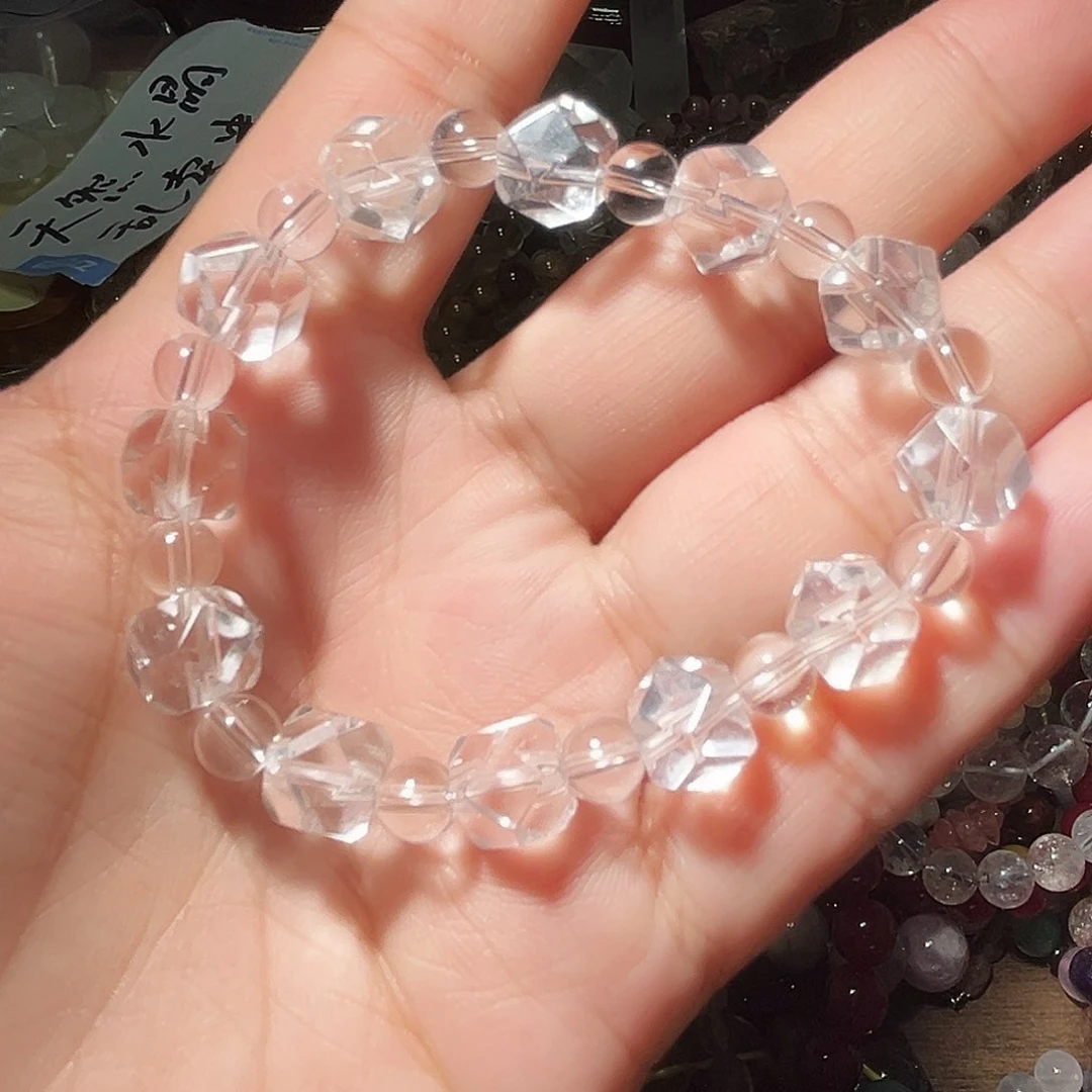 水晶手链未镶嵌刻面白水晶10毫米