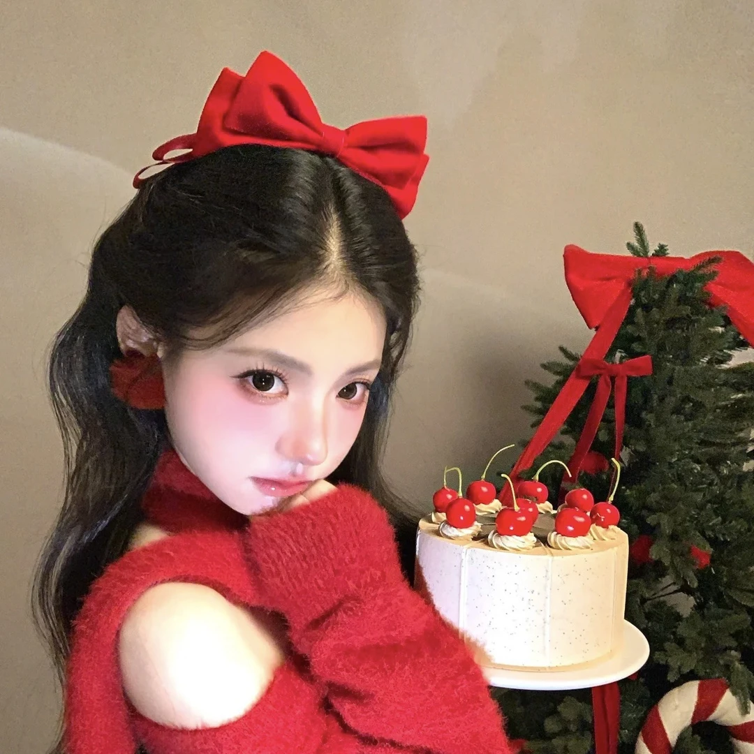 氛围感红色蝴蝶结发夹女新年甜美可爱顶夹高级感公主头发饰