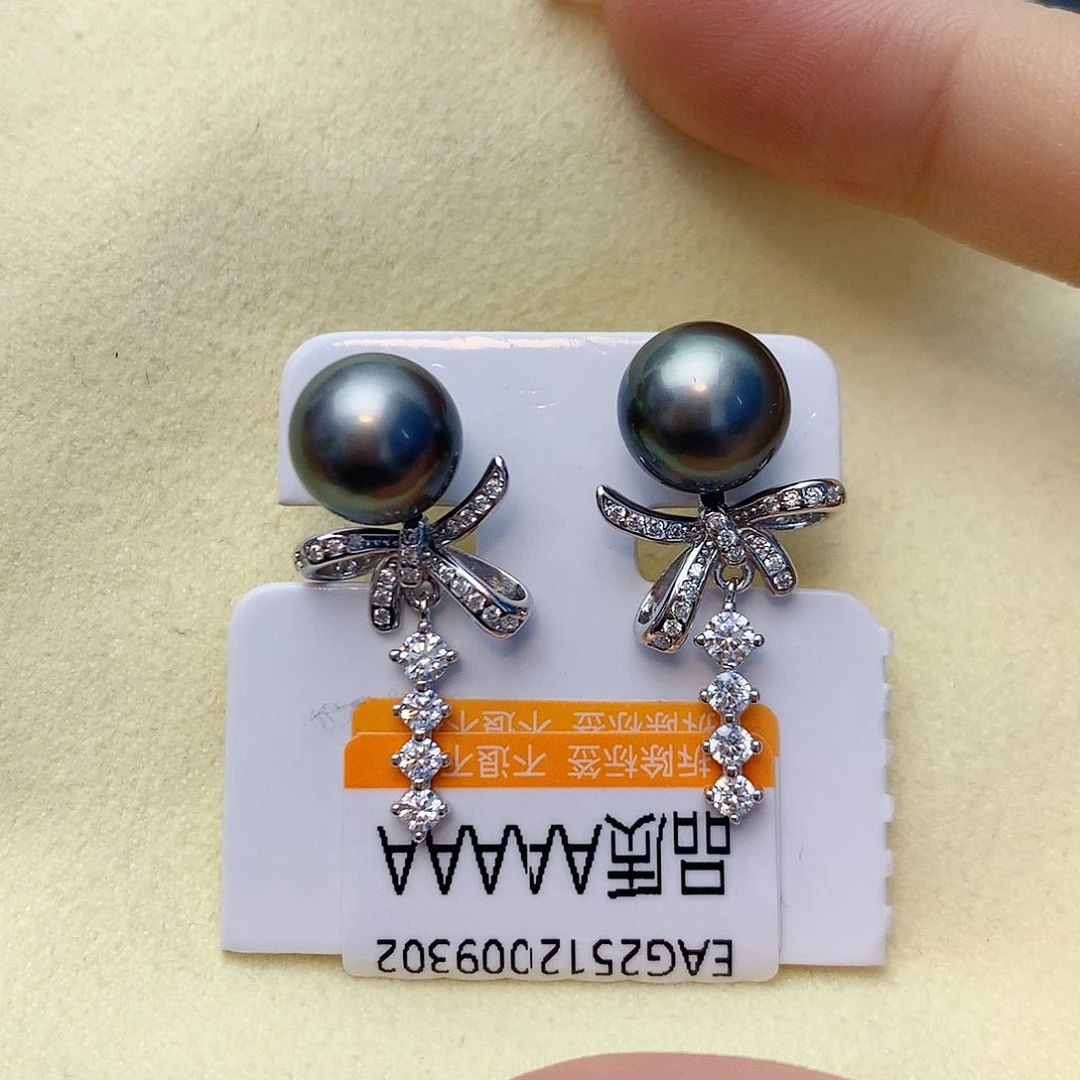 银S925镶嵌海水珍珠耳饰w26