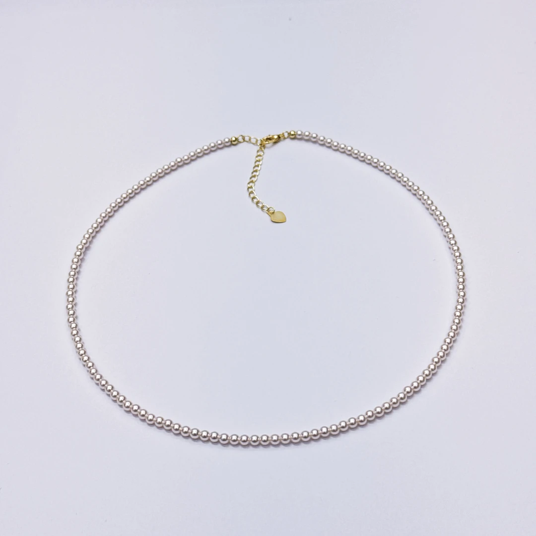 铜合金仿珍珠项链 2-3mm樱花粉延长链小米珠施家贝珠项链XLA410