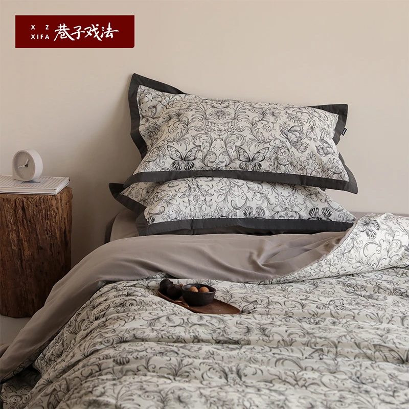 巷子戏法纯棉全棉四件套双层纱床单被套A类床上用品简约被罩被单