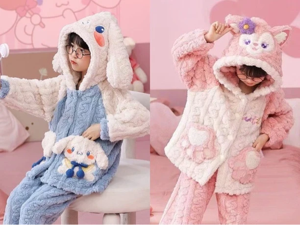 【连帽睡衣】秋冬新品加绒加厚儿童家居服套装