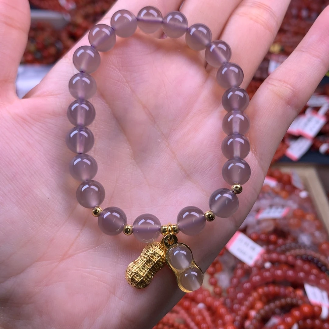 玛瑙/玉髓手链合金巴西烟灰玛瑙卡8高净提