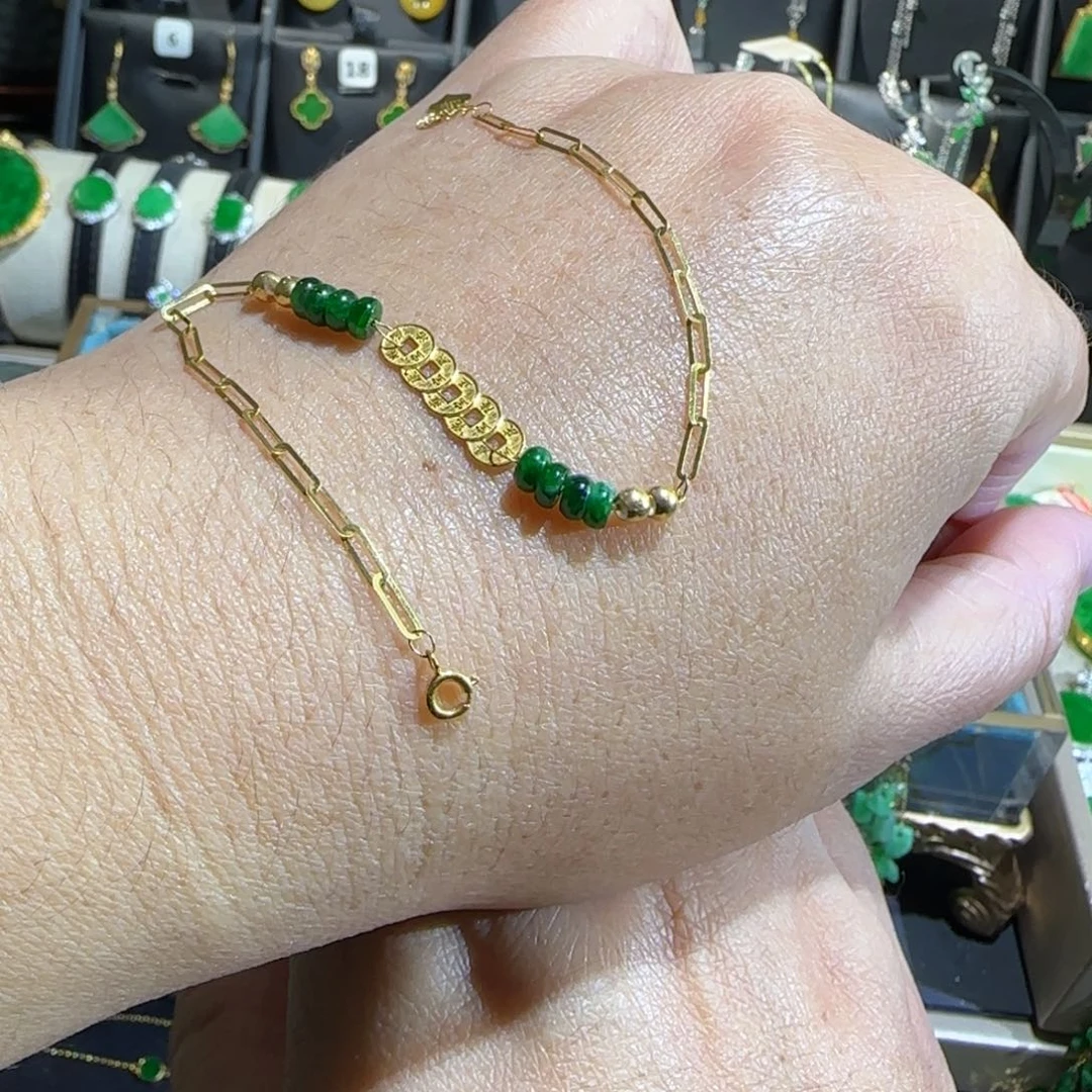 翡翠18K金镶嵌颈饰手链