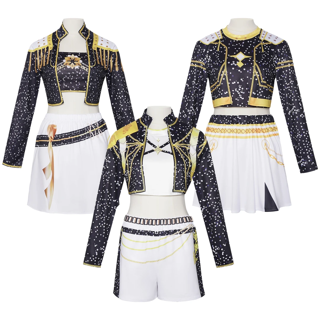 现货猎魔女团cos服米拉鲁米佐伊黑色印花款cos服二次元舞台表演服