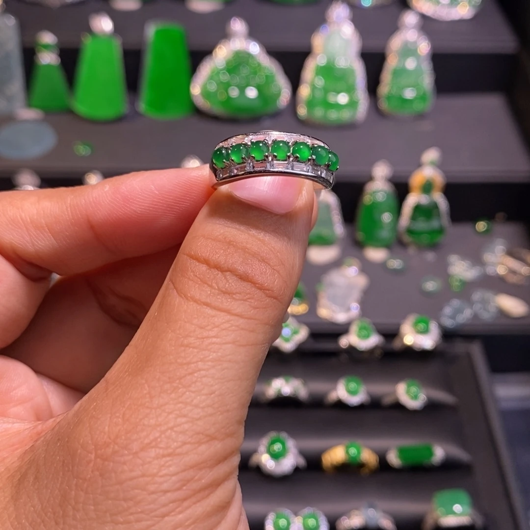 翡翠银S925镶嵌戒指翡翠