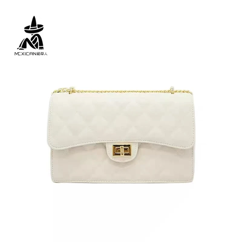 稻草人女包牛皮2025年新款时尚单肩斜挎包菱格小香风休闲时尚百搭