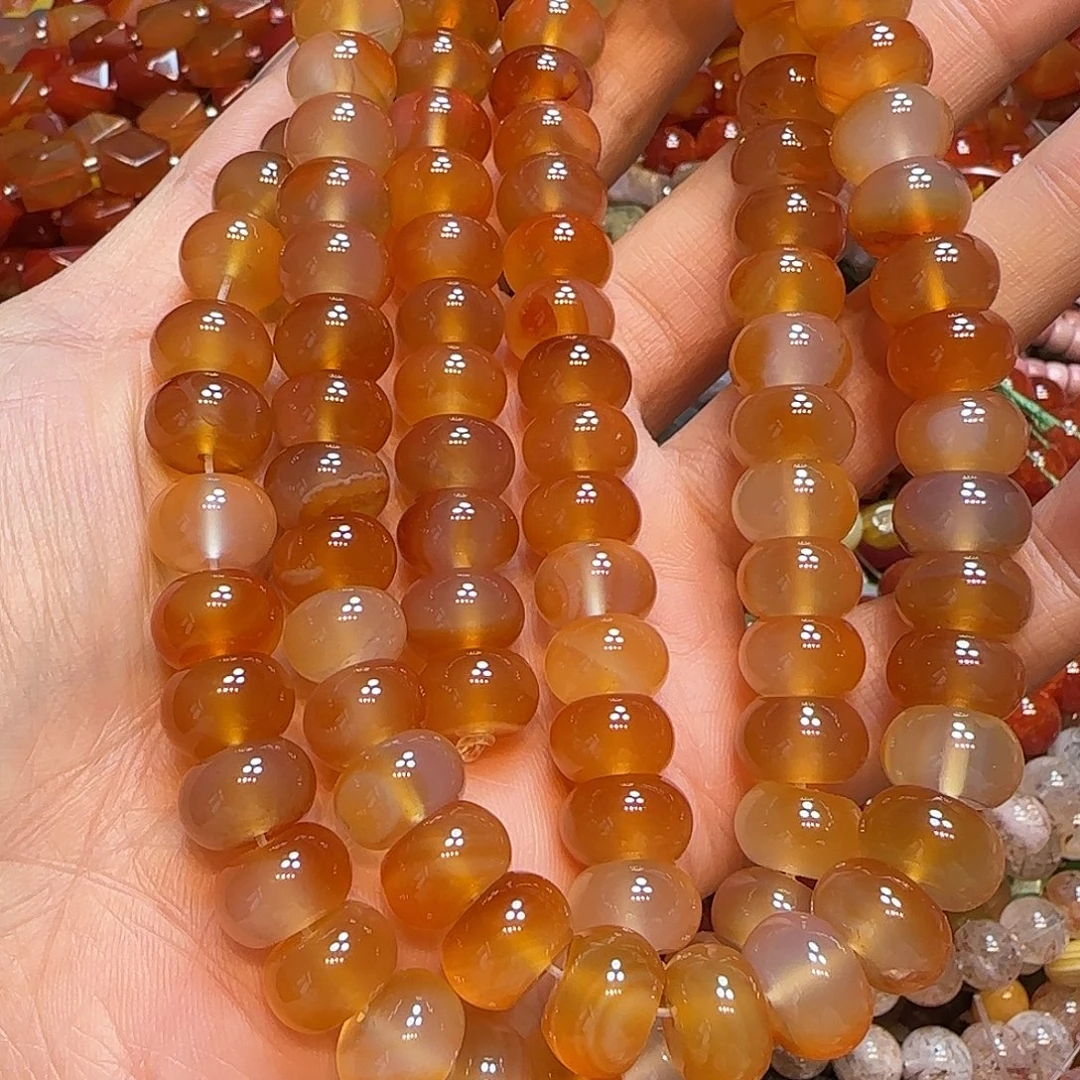 玛瑙/玉髓未镶嵌珠宝半成品12mm溏心玛瑙算盘一条