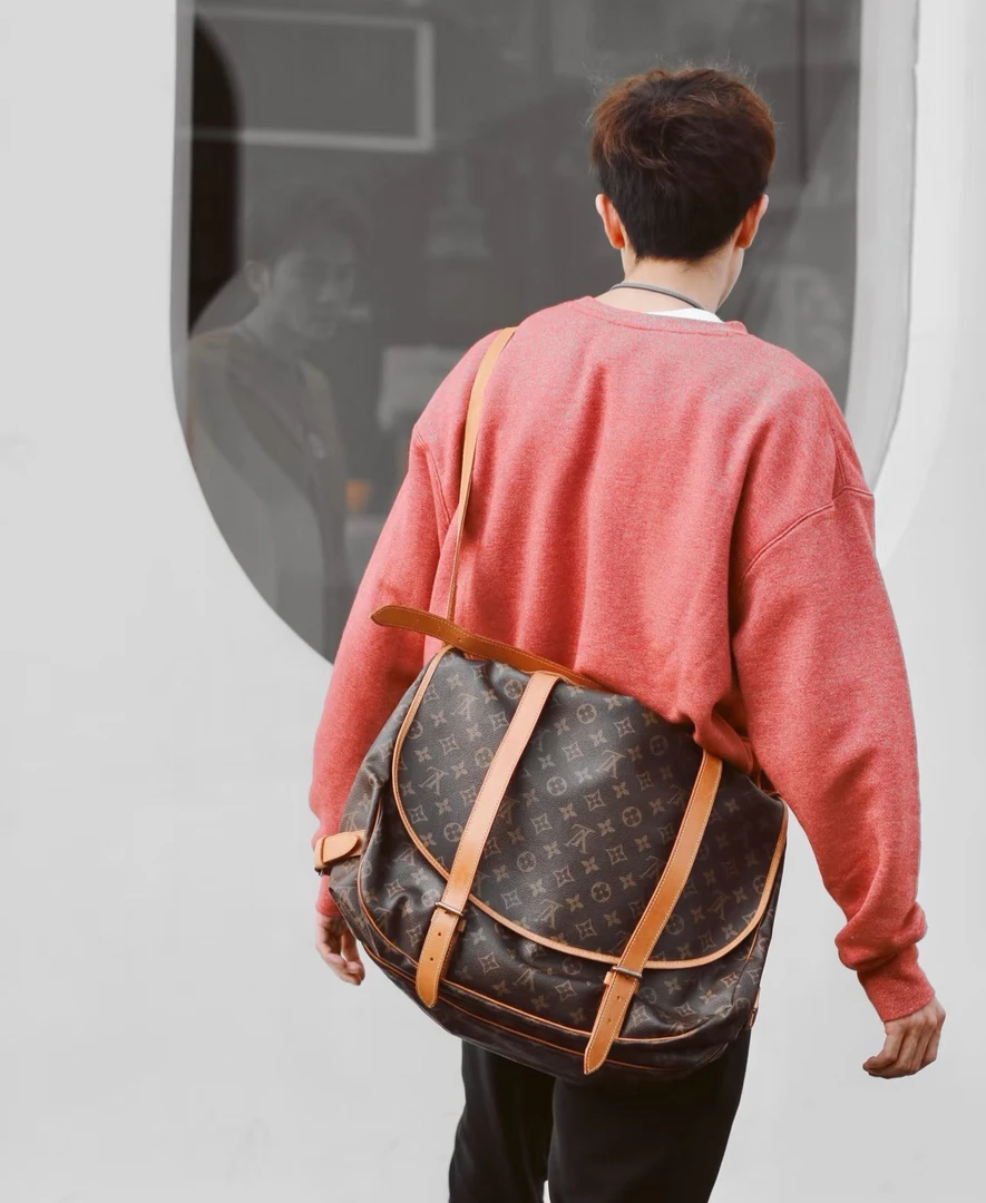 95新 LouisVuitton/路易威登 双子星大号经典老花斜跨包/单肩双面