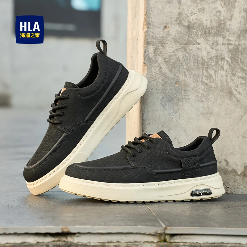 海澜之家鞋子男款2025秋季新款厚底增高休闲皮鞋软皮舒适开车鞋男