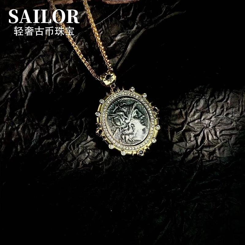 吊坠925银 罗马女神S925纯银古币吊坠项链轻奢古希腊小众饰品珠宝