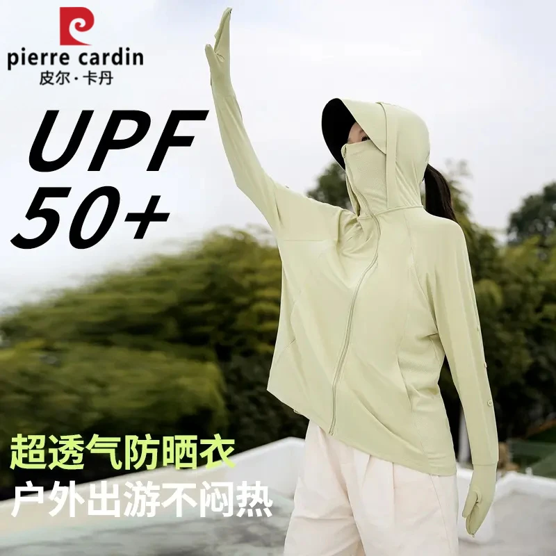 皮尔卡丹新款手套指洞upf50+冰丝原纱透气女款防晒衣防紫外线防晒