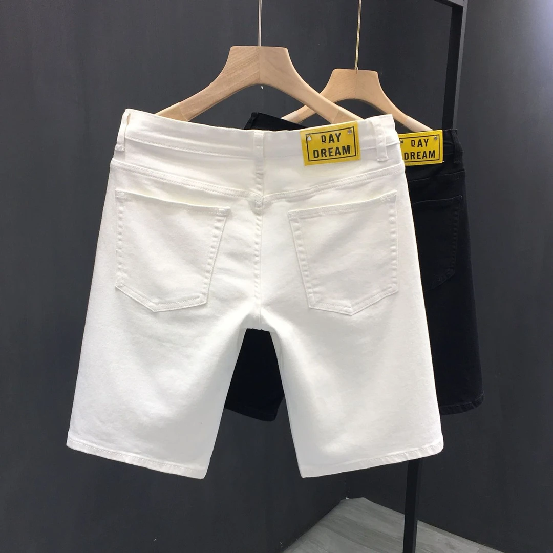 欧货牛仔短裤男士夏天新款弹力修身小脚轻奢百搭时尚休闲五分中裤