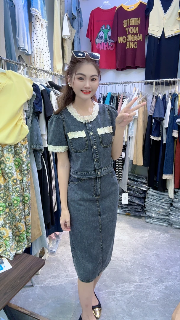 显瘦时尚小个子牛仔套装2557