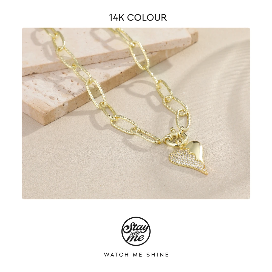 STAY WITH ME 铜合金合成锆石项链 小众设计N1269项链
