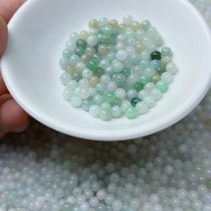 未镶嵌手链翡翠散珠100颗卡5
