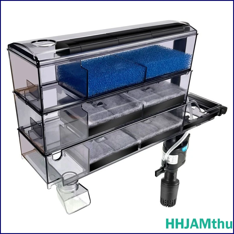 鱼缸过滤器四合一滴流盒多层循环系统壁挂式增打氧水族箱净水设备